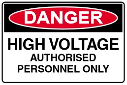 SIGN DANGER HIGH VOLTAGE AUTHORISED PERSONNEL ONLY 300X225 METAL 192D